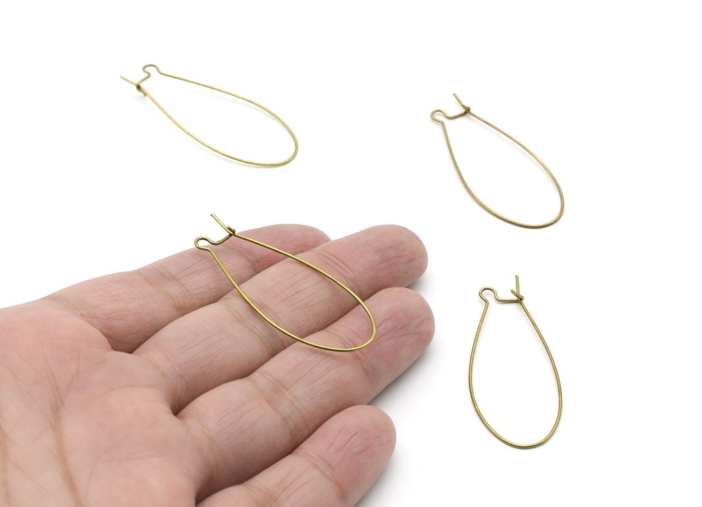 Kidney Earring Wire - Brass Ear Wire - Kidney Shaped Ear Wire - Earring Findings - Jewelry Supplies - 46x14x0,8mm - PP1397 - DOMEDBAZAAR