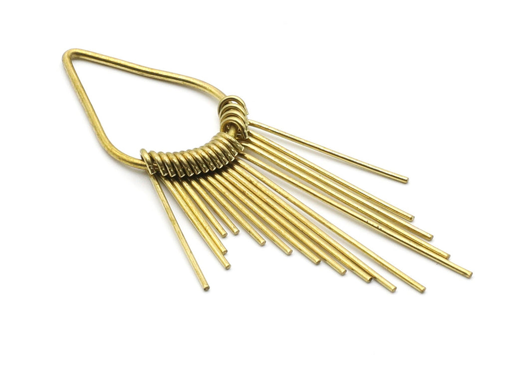 Brass Fringed Charms - Raw Brass Hammered Fringed Trim Charms - Earring Findings - Jewelry Supplies - 63x17,66x3,85mm - PP1398 - DOMEDBAZAAR