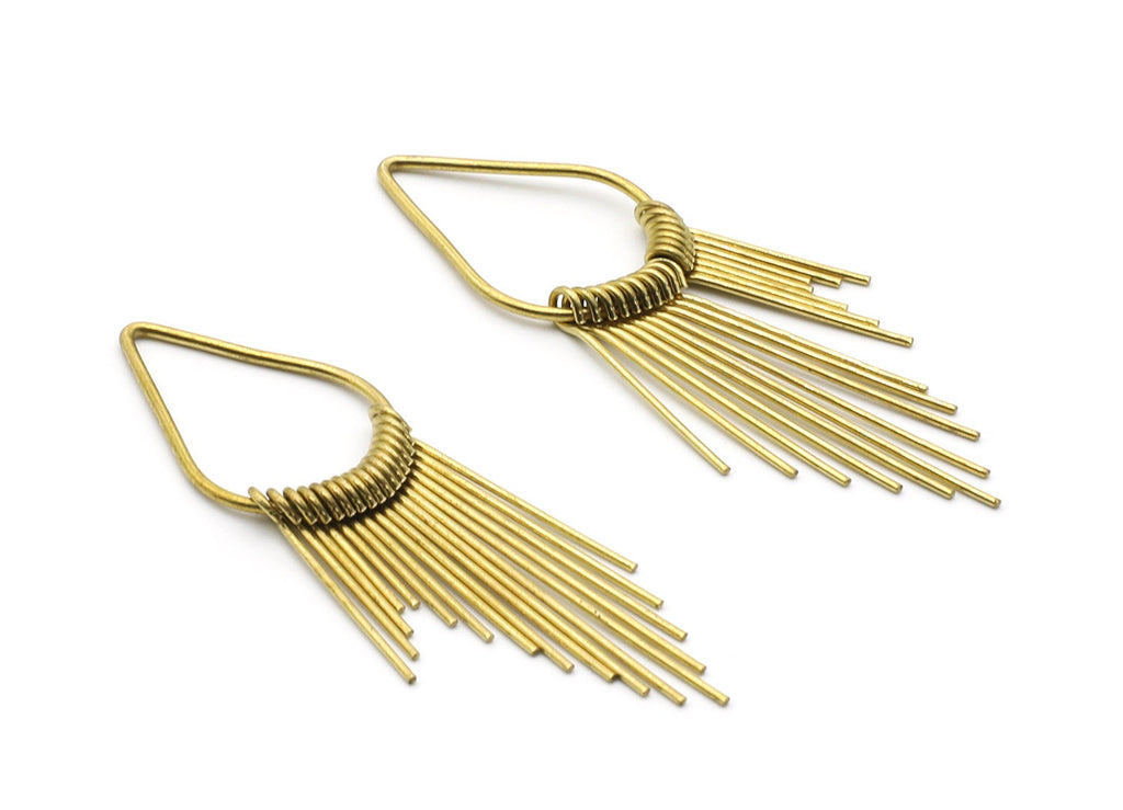 Brass Fringed Charms - Raw Brass Hammered Fringed Trim Charms - Earring Findings - Jewelry Supplies - 63x17,66x3,85mm - PP1398 - DOMEDBAZAAR