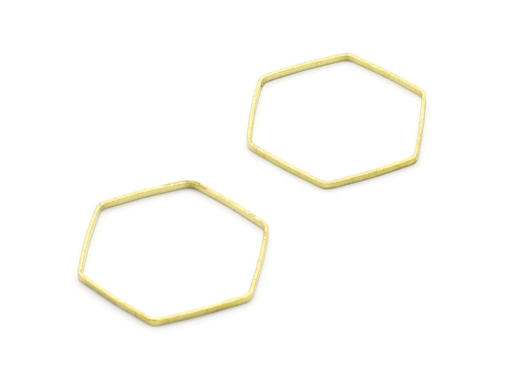 Raw Brass Geometric Charms - Hexagon Shaped Raw Brass - Hexagon Findings - Jewellery Supplies - 25x22x0,55mm - PP1385 - DOMEDBAZAAR