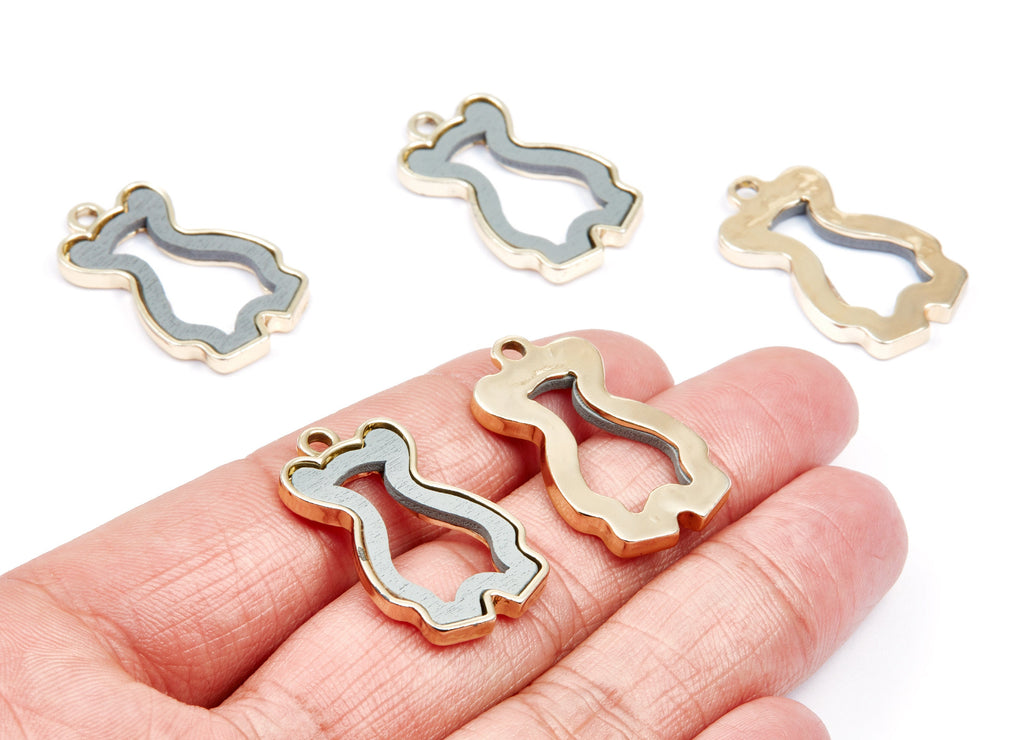 Bear Shaped Charms - Zinc Alloy Earring Findings - Gold Tone Connector - Alloy Pendant for Necklace - 30,19x18,27x2,8mm - ZZ1241 - DOMEDBAZAAR