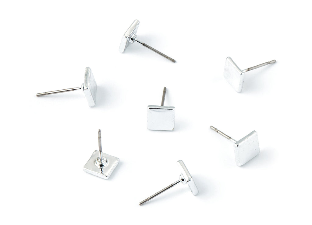 Square Earring Stud - Zinc Alloy Stud - Silver Tone plated - Stainless Steel Stud - Ear Studs - 13,22x6,45x1,4mm- ZZ1192S - DOMEDBAZAAR