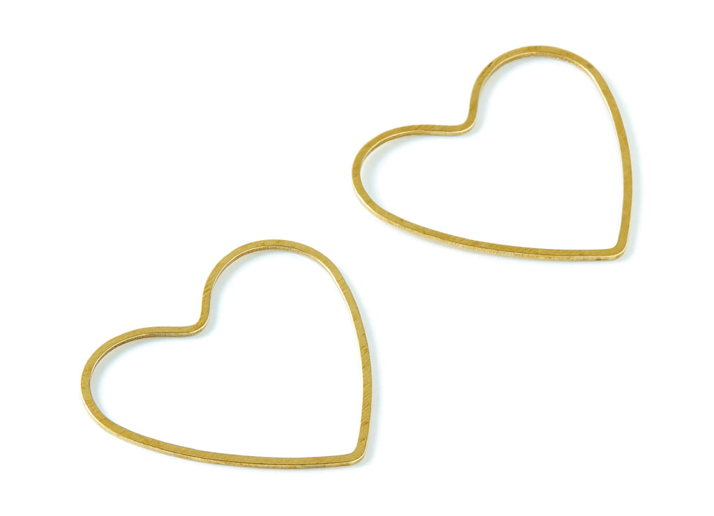 Brass Heart Charms - Heart Shaped Raw Brass Connector - Jewelry Supplies - 27,95x31,5x0,63mm - PP1384 - DOMEDBAZAAR