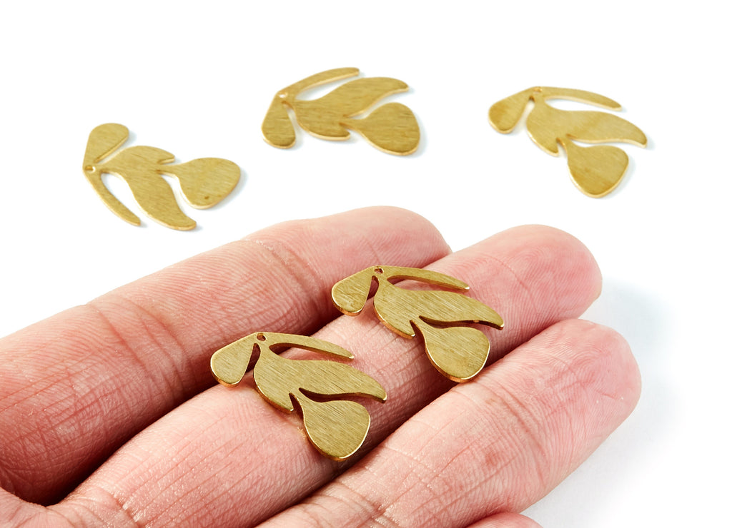 Brass Leaf Charms - Leaf Shaped Raw Brass Pendant - Jewelry Supplies - 21x14,88x0,82mm - PP1405 - DOMEDBAZAAR