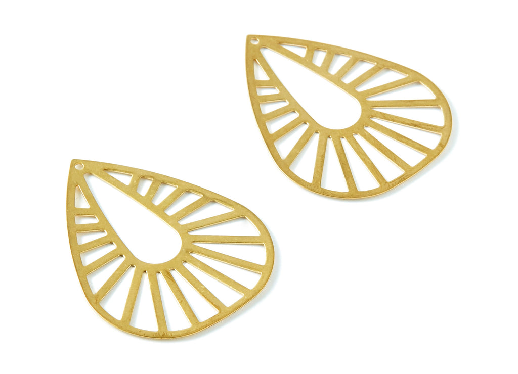 Brass Drop Charms - Drop Shaped Raw Brass Pendant - Jewelry Supplies - 42x33,3x0,43mm - PP1413 - DOMEDBAZAAR