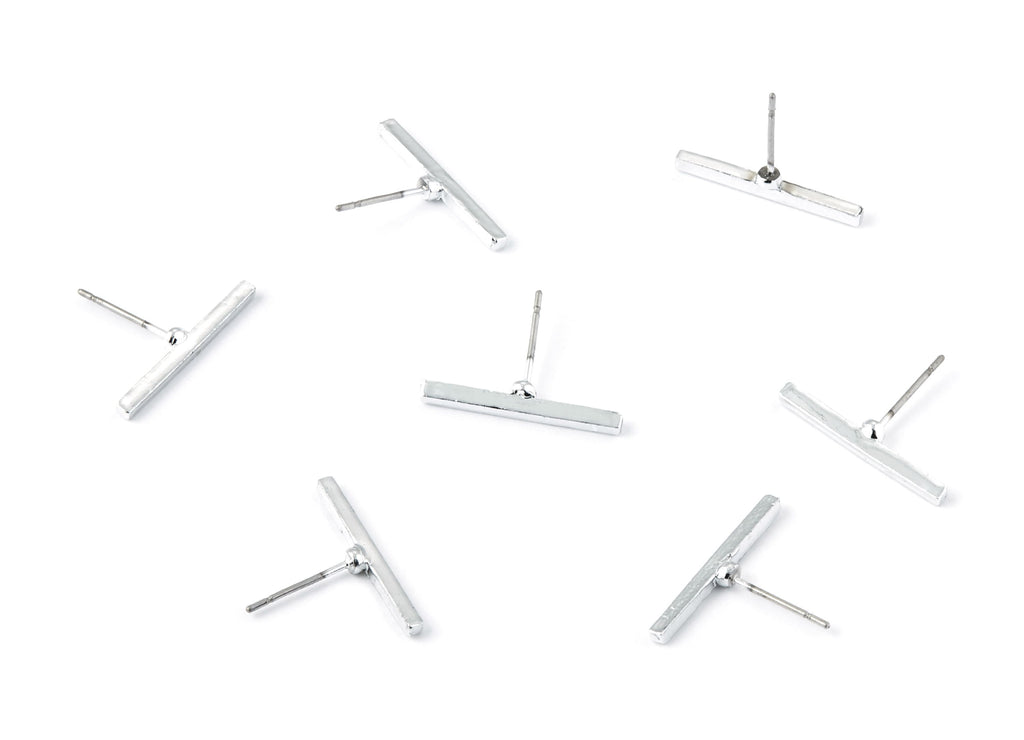 Rectangle Bar Stud - Zinc Alloy Bar Stud - Silver plated - Stainless Steel Stud - Ear Studs - 14,33x19,88x1,73mm - ZZ1188S - DOMEDBAZAAR
