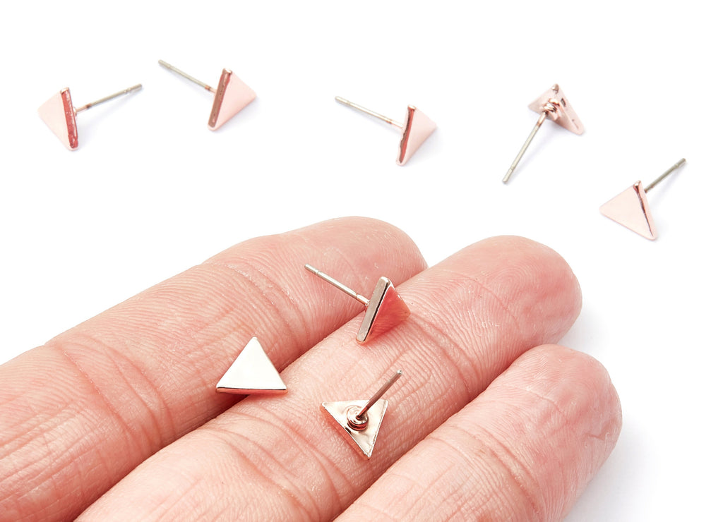 Triangle Earring Stud - Zinc Alloy Stud - Rose Tone plated - Stainless Steel Stud - Ear Studs - 13,7x7,05x1,55mm - ZZ1193R - DOMEDBAZAAR