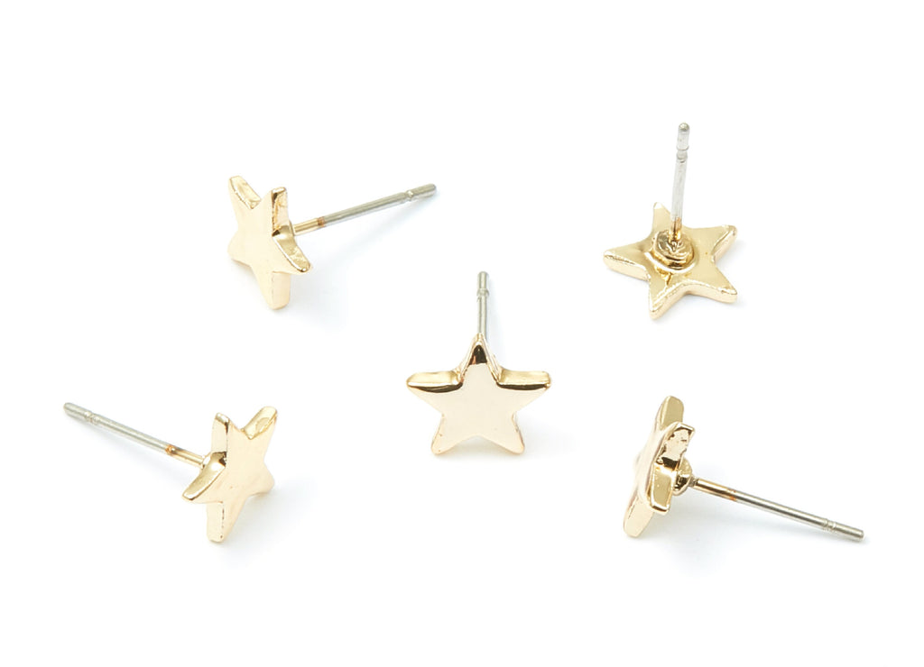 Star Earring Stud - Zinc Alloy Stud - Gold Tone plated - Stainless Steel Stud - Ear Studs - 2,63x7,82x1,25mm - ZZ1191G - DOMEDBAZAAR