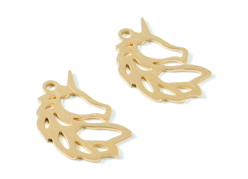Aluminum Charms - Unicorn Shaped Earrings - Anodized Aluminium Charms - Gold Tone - 34.15x21.9x0.9mm - AA1140A - DOMEDBAZAAR