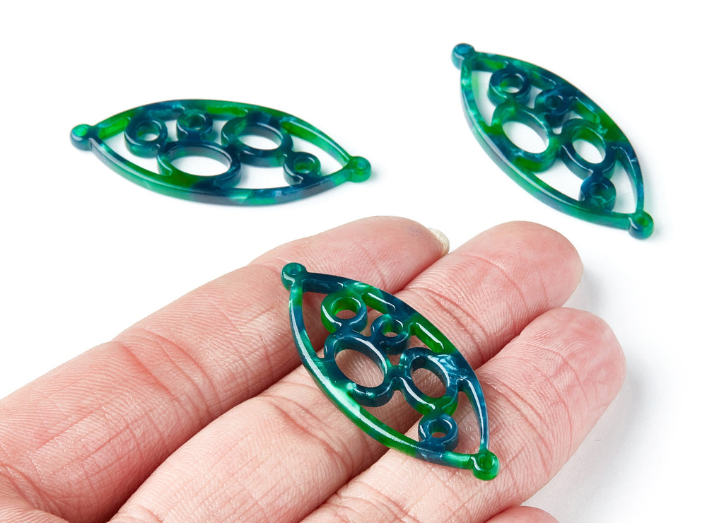 Acetate Leaf Earring Charms - Leaf Shaped Pendant - Earring Findings - Jewelry Supplies - 43.78x18x2.84mm - AC1372R - DOMEDBAZAAR