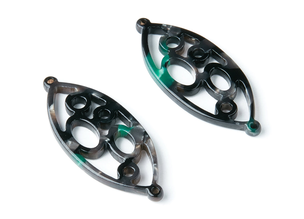 Acetate Leaf Earring Charms - Leaf Shaped Pendant - Earring Findings - Jewelry Supplies - 43.78x18x2.84mm - AC1372U - DOMEDBAZAAR