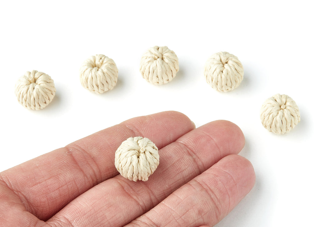 Handwoven Rattan Earrings - Ball Shaped Rattan Pendant - Wooden Straw Earring - Jewelery Handmade - 14.5x10.4mm - RT1114 - DOMEDBAZAAR