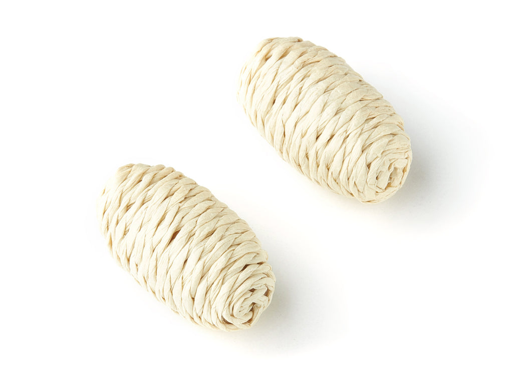 Handwoven Rattan Earrings - Cocoon Shaped Rattan Pendant - Wooden Straw Earring - Jewelery Handmade - 25.6x14.6mm - RT1115 - DOMEDBAZAAR