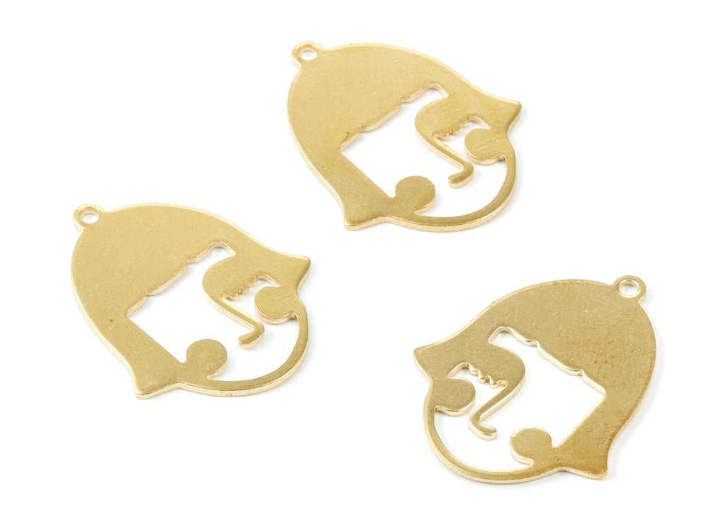 Brass Face Charms - Face Shaped Raw Brass Pendant - Earring Findings - Jewelry Supplies - 31.33x24.94x1mm - PP1952 - DOMEDBAZAAR