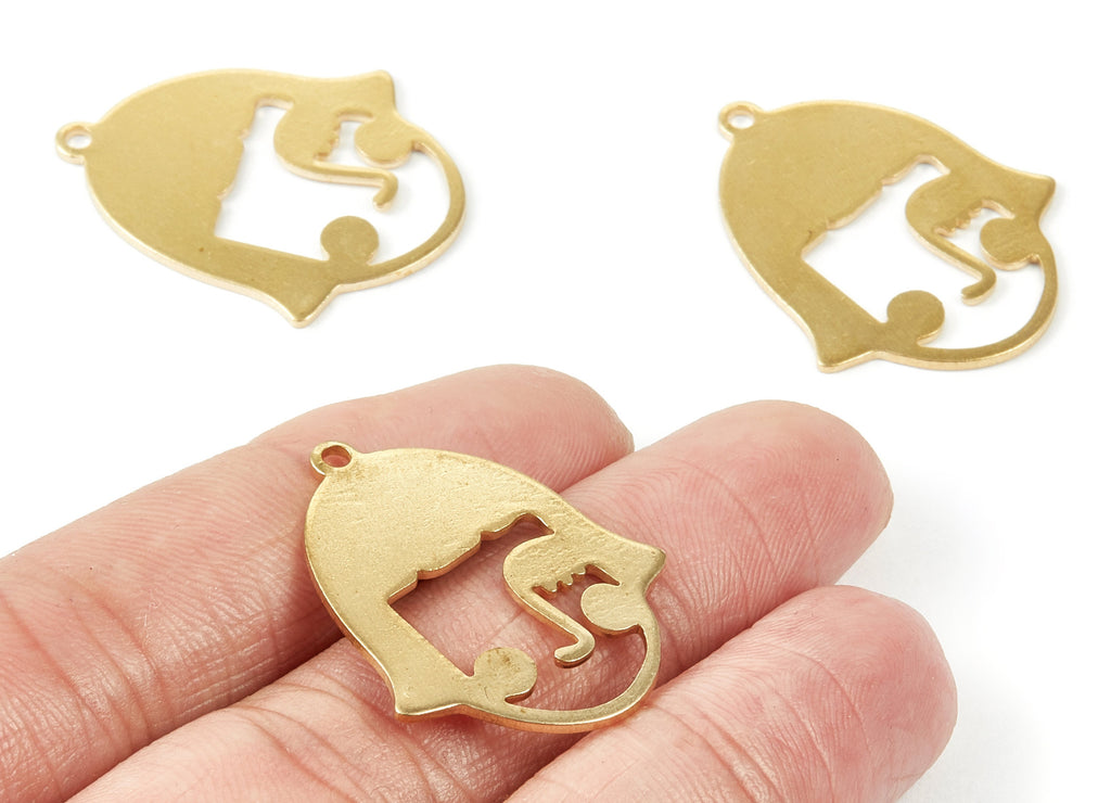 Brass Face Charms - Face Shaped Raw Brass Pendant - Earring Findings - Jewelry Supplies - 31.33x24.94x1mm - PP1952 - DOMEDBAZAAR