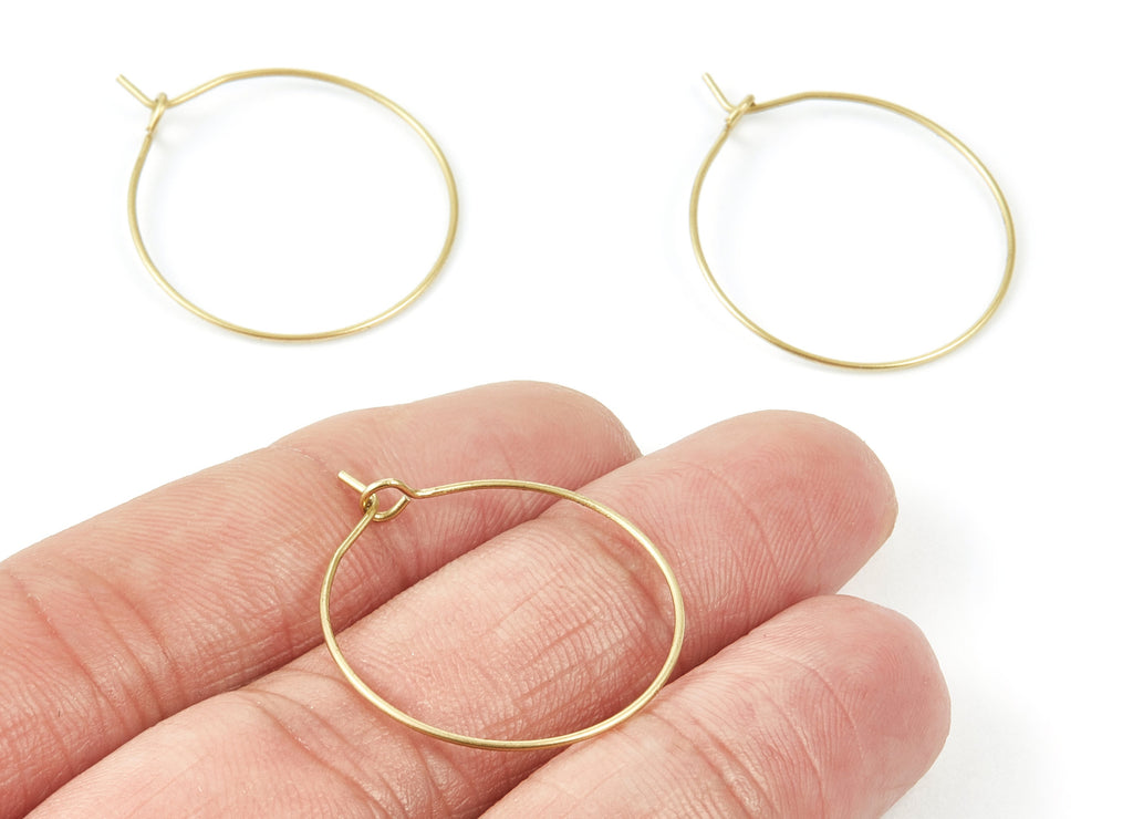 Brass Earring Hoops - Raw Brass Ear Wire 25 - Geometric Earring Findings - Jewelry Supplies - 25x25x0,7mm - PP1502 - DOMEDBAZAAR