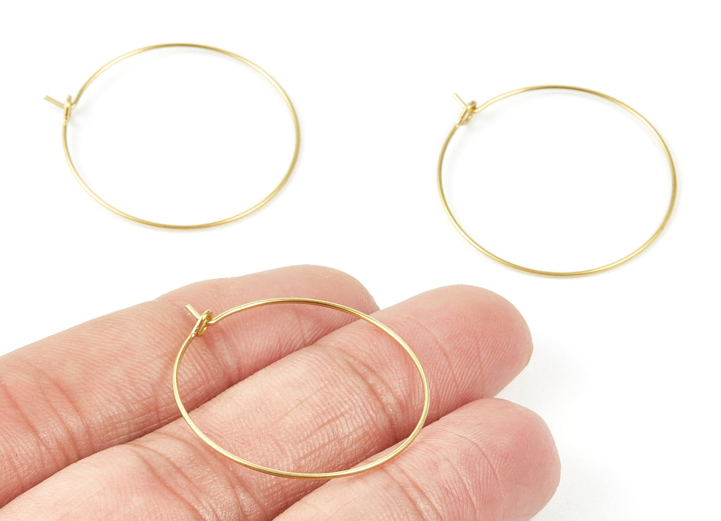 Brass Earring Hoops - Brass Earring Wire 30 - Geometric Earring Findings - Jewelry Supplies - 30x30x0,7mm - PP1503 - DOMEDBAZAAR