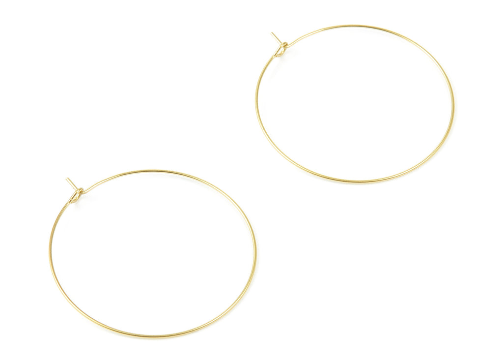 Brass Earring Hoops - Raw Brass Ear Wire 40 - Geometric Earring Findings - Jewelry Supplies - 40x40x0,7mm - PP1505 - DOMEDBAZAAR