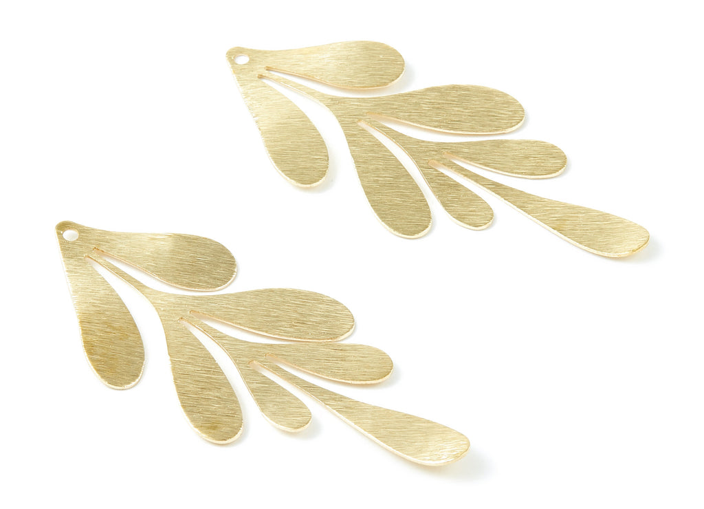 Brass Leaf Charms - Textured Leaf Shaped Raw Brass Pendant - Earring Findings - Jewellery Supplies - 62x26x0.64mm - PP1989 - DOMEDBAZAAR