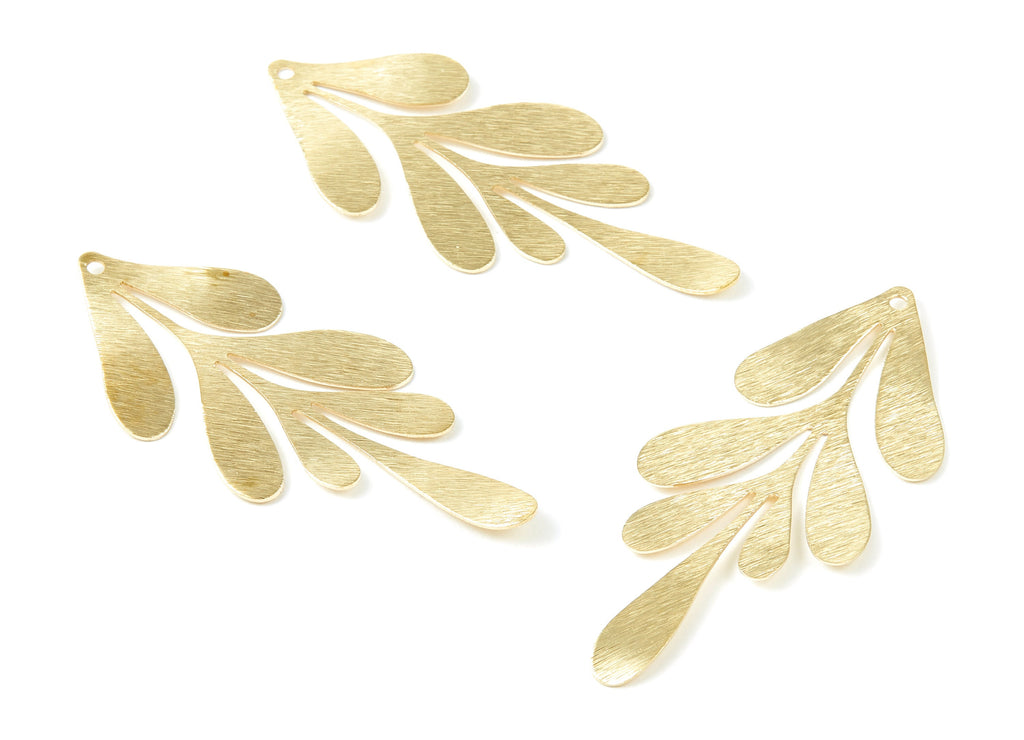 Brass Leaf Charms - Textured Leaf Shaped Raw Brass Pendant - Earring Findings - Jewellery Supplies - 62x26x0.64mm - PP1989 - DOMEDBAZAAR