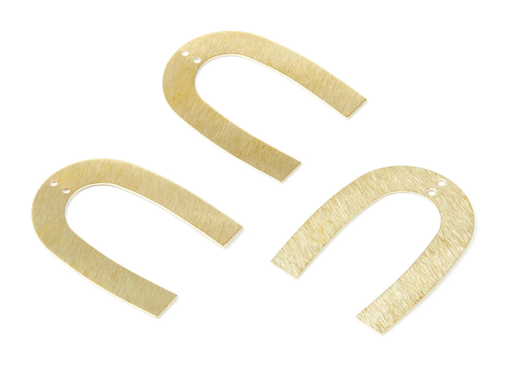 Brass Geometric Charms - Textured U Shaped Raw Brass Connector with 2 Hole - Jewelry Supplies - 35x26.85x0.48mm - PP1826 - DOMEDBAZAAR