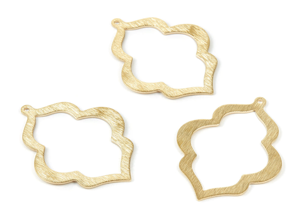 Brass Geometric Charms - Textured Geometric shaped Raw Brass Pendant - Earring Findings - Jewelry Supplies - 49x37.8x1mm - PP1836 - DOMEDBAZAAR