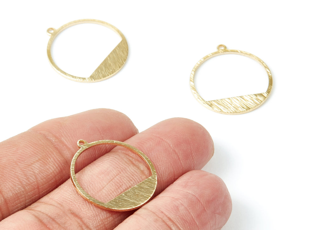 Brass Circle Charms - Textured Circle shape Raw Brass Pendant - Earring Findings - Jewelry Supplies - 22.4x20.5x0.97mm - PP1910 - DOMEDBAZAAR