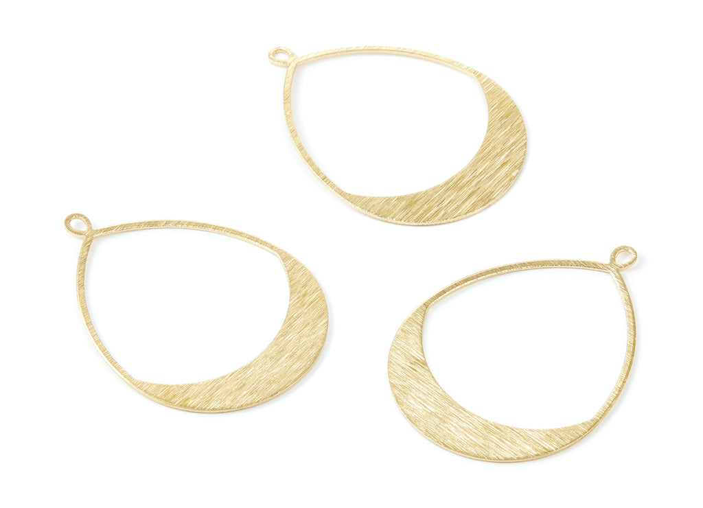 Brass Textured Drop Charms - Textured Drop Shaped Raw Brass Pendant - Earring Findings - Jewellery Supplies - 49,3x35,64x0,83mm - PP2012 - DOMEDBAZAAR