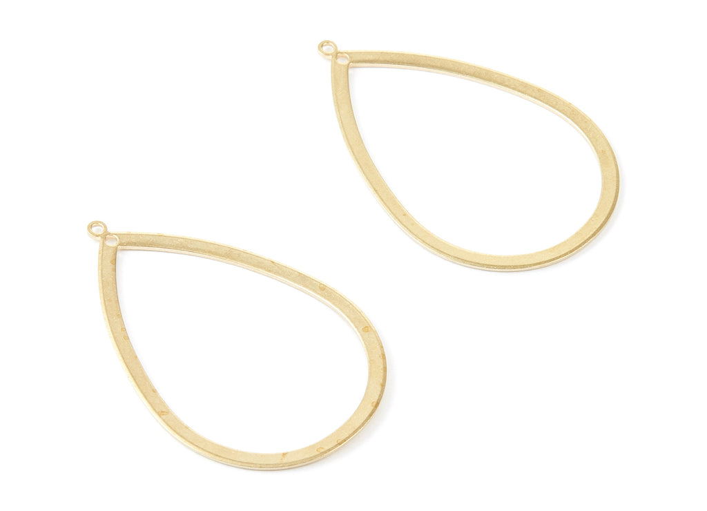 Brass Drop Charms - Drop Shaped Raw Brass Connector with 2 Hole - Jewelry Supplies - 42.8x27.67x0.76mm - PP2086 - DOMEDBAZAAR