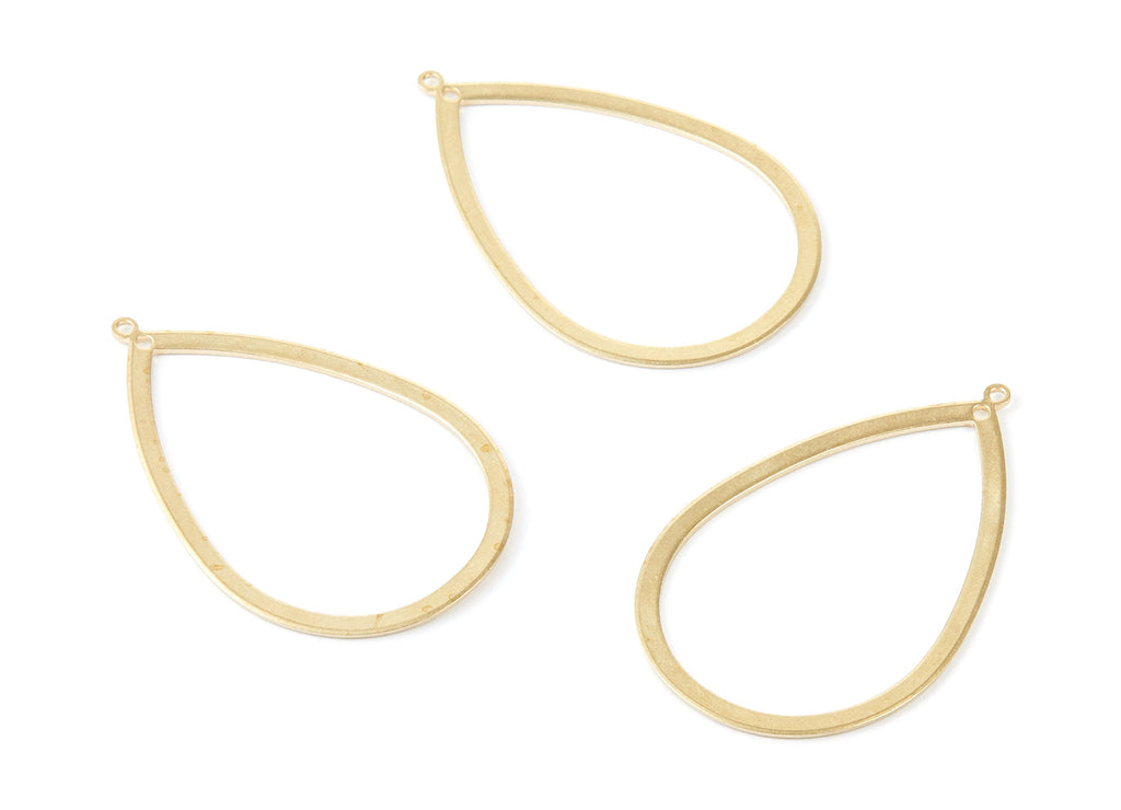 Brass Drop Charms - Drop Shaped Raw Brass Connector with 2 Hole - Jewelry Supplies - 42.8x27.67x0.76mm - PP2086 - DOMEDBAZAAR