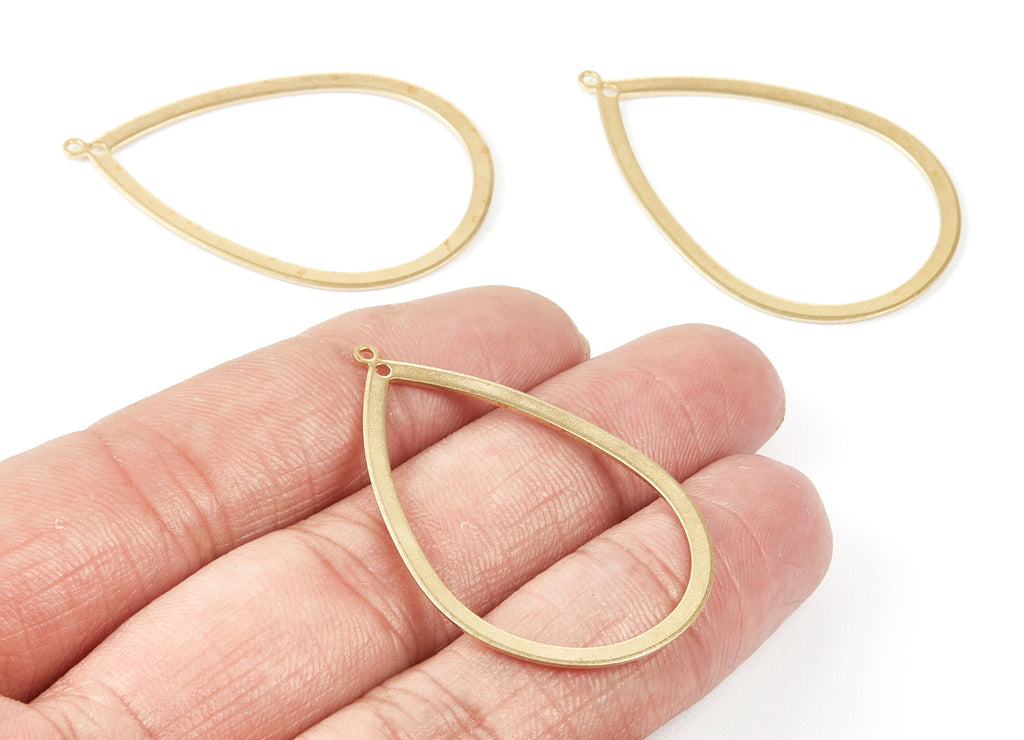 Brass Drop Charms - Drop Shaped Raw Brass Connector with 2 Hole - Jewelry Supplies - 42.8x27.67x0.76mm - PP2086 - DOMEDBAZAAR