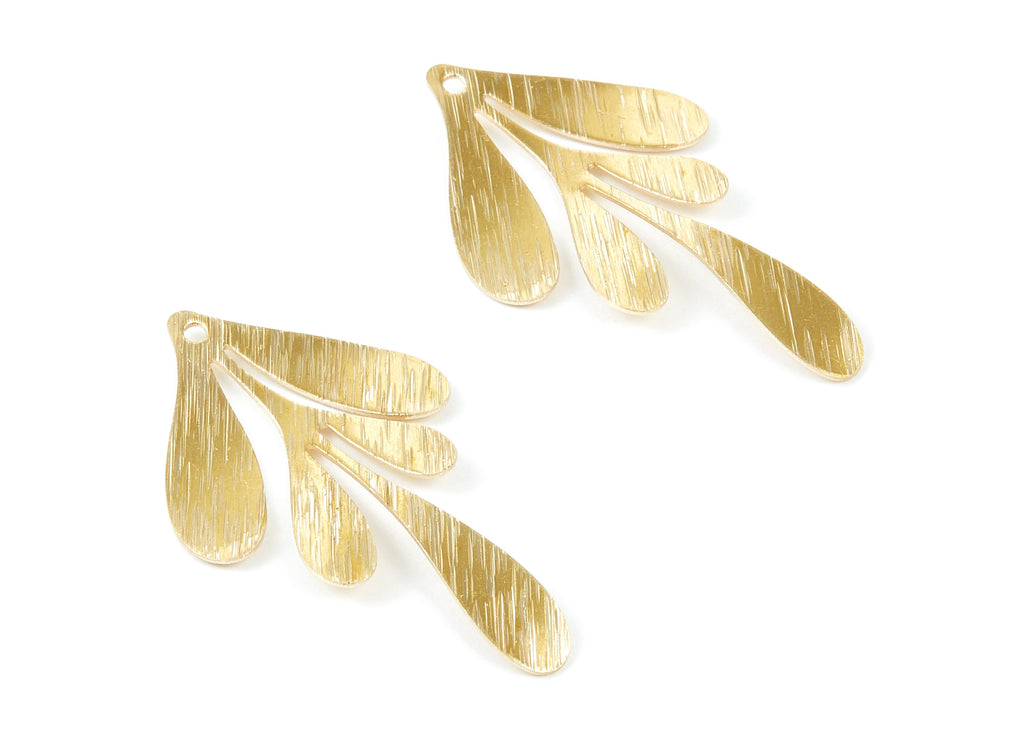 Brass Textured Leaf Charms - Textured Leaf Shaped Raw Brass Pendant - Earring Findings - Jewelry Supplies - 46x26,64x0,84mm - PP2074 - DOMEDBAZAAR