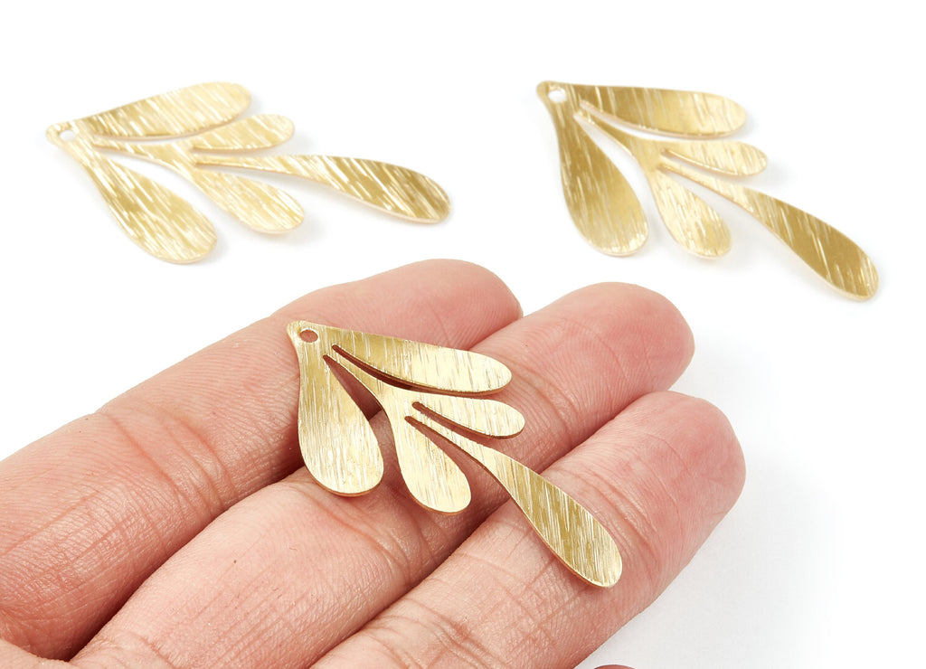Brass Textured Leaf Charms - Textured Leaf Shaped Raw Brass Pendant - Earring Findings - Jewelry Supplies - 46x26,64x0,84mm - PP2074 - DOMEDBAZAAR