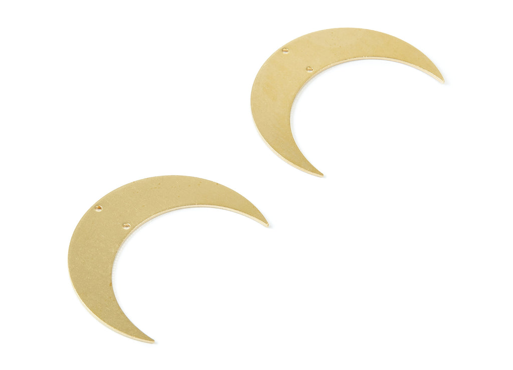 Brass Moon Charms - Moon Shaped Raw Brass Connector with 2 Holes Pendant - Jewelry Supplies - 46,12x34x0,98mm - PP2055 - DOMEDBAZAAR