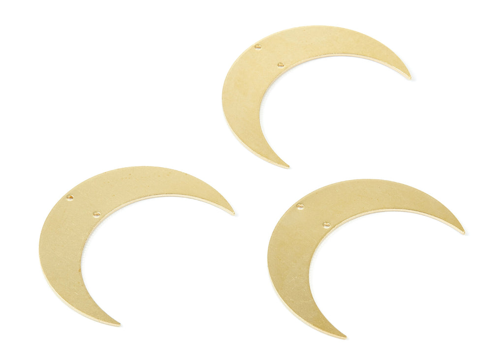 Brass Moon Charms - Moon Shaped Raw Brass Connector with 2 Holes Pendant - Jewelry Supplies - 46,12x34x0,98mm - PP2055 - DOMEDBAZAAR