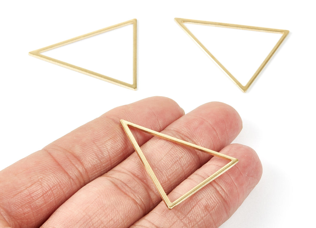 Brass Triangle Charms - Triangle Shaped Raw Brass Pendant - Earring Findings - Jewelry Supplies - 36x30x1mm - PP2122 - DOMEDBAZAAR