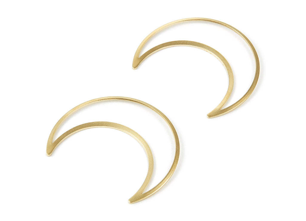 Brass Moon Charms -  Crescent Moon Shaped Raw Brass Pedants - Earring Findings - Jewelry Supplies - 50x41x0.94mm - PP2069 - DOMEDBAZAAR