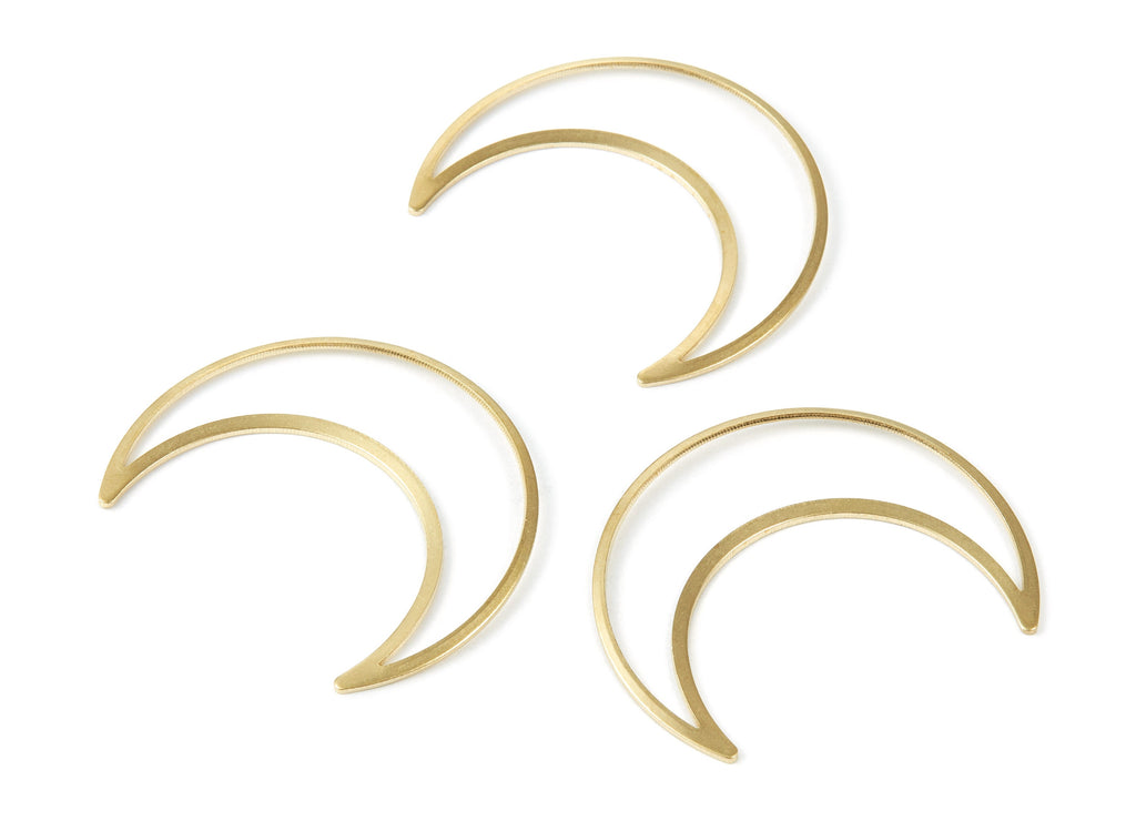 Brass Moon Charms -  Crescent Moon Shaped Raw Brass Pedants - Earring Findings - Jewelry Supplies - 50x41x0.94mm - PP2069 - DOMEDBAZAAR