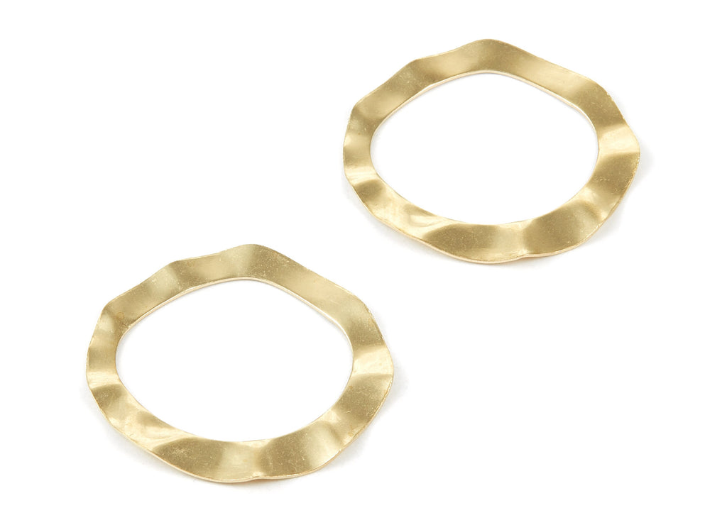 Brass Circle Charms - Wave Circle Shaped Raw Brass Pendant - Earring Findings - Jewelry Supplies - 35.4x34.7x0.7mm - PP2124 - DOMEDBAZAAR