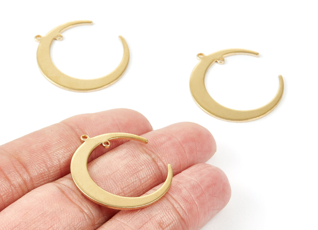 Brass Moon Charms - Moon Shaped Raw Brass Pedants - Earring Findings - Jewellery Supplies - 31x27,36x0,98mm - PP1889 - DOMEDBAZAAR