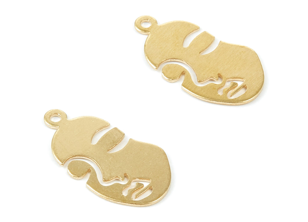 Brass Face Charms - Face Shaped Raw Brass Pendant - Brass Earring Findings - Jewelry Supplies - 20,14x10,58x0,63mm - PP2011 - DOMEDBAZAAR