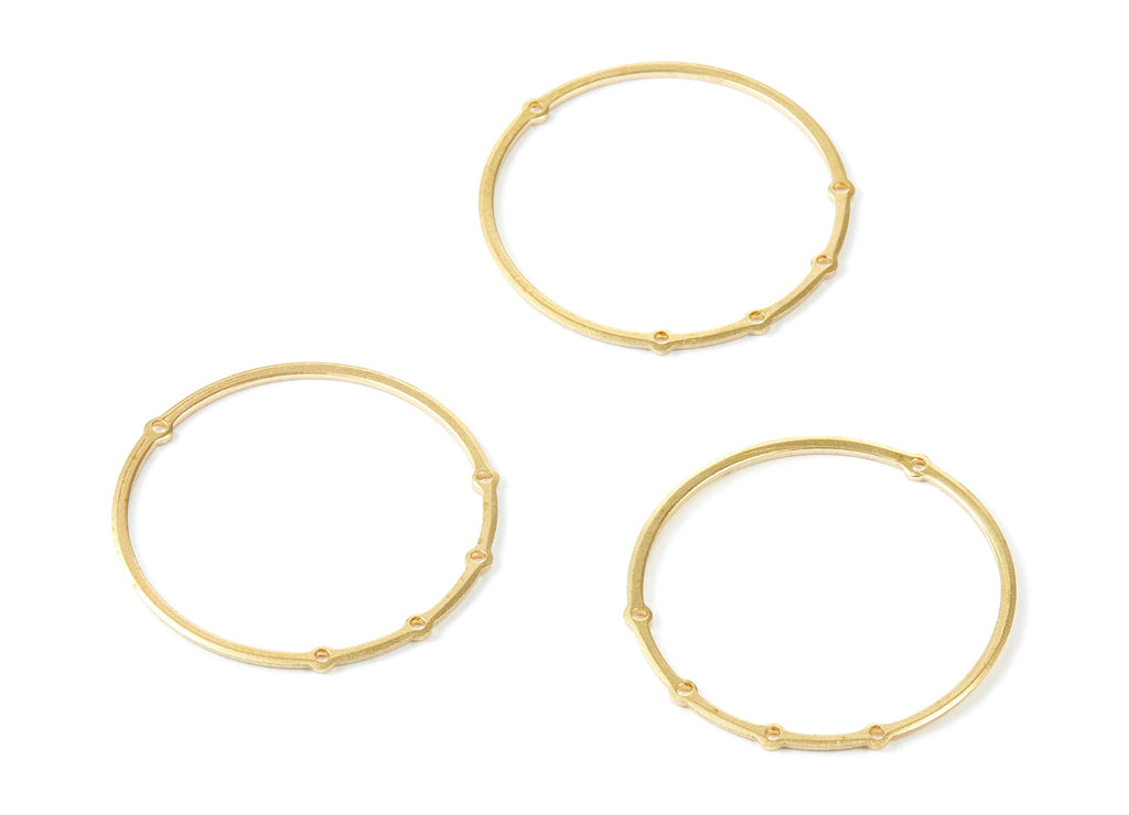 Brass Circle Charms - Circle Raw Brass Connector With 5 Holes - Jewelry Supplies - 32.8x32.8x1mm - PP1969 - DOMEDBAZAAR