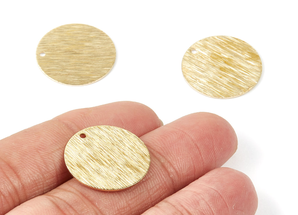 Brass Textured Coin Charms - Textured Coin Shaped Raw Brass Pendant - Earring Findings - Jewelry Supplies - 20.5x20.5x0.63mm - PP1931 - DOMEDBAZAAR