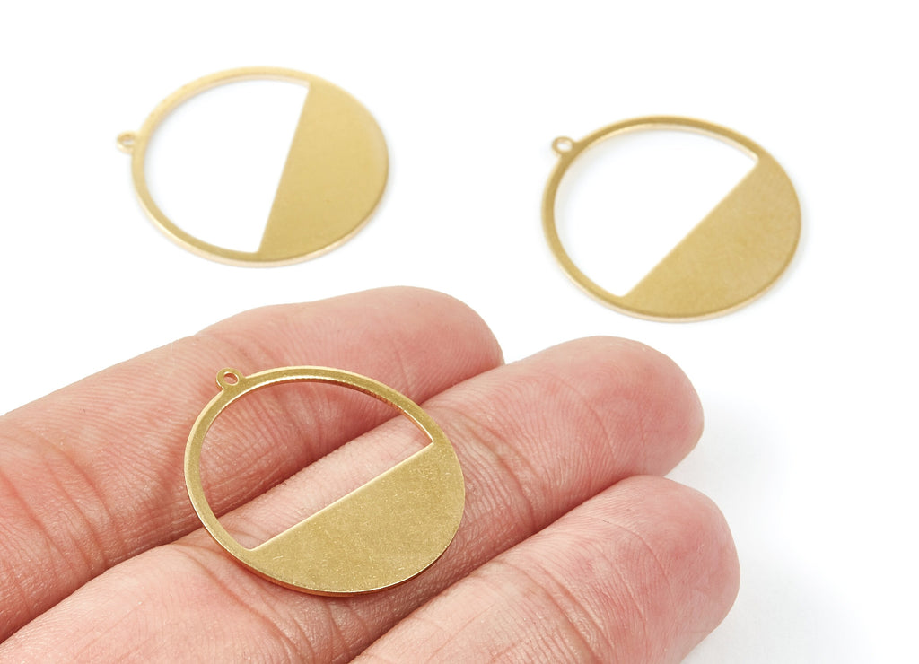 Brass Round Charms - Round Raw Brass Pendant - Earring Findings - Jewelry Supplies - 25,5x23,95x0,92mm - PP1820 - DOMEDBAZAAR