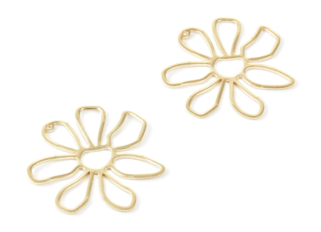 Brass Flower Charms - Flower Shaped Raw Brass Pendant - Brass Earring Findings - Jewelry Supplies - 34.8x34.8x1.33mm- PP2105 - DOMEDBAZAAR