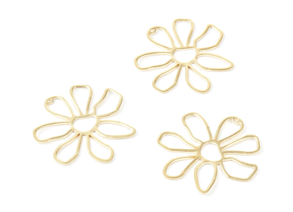 Brass Flower Charms - Flower Shaped Raw Brass Pendant - Brass Earring Findings - Jewelry Supplies - 34.8x34.8x1.33mm- PP2105 - DOMEDBAZAAR
