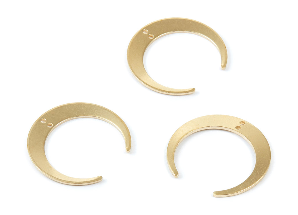 Brass Moon Connector - Moon Shaped Raw Brass Charms- Earring Findings - Jewelry Supplies - 27,18x25,85x1mm - PP1864 - DOMEDBAZAAR