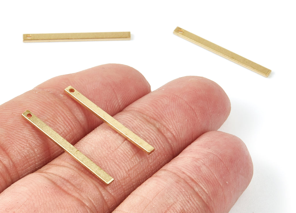 Long Bar Charms - Raw Brass Strip Pendants - Earring Findings - Jewelry Supplies - 25x2x1mm - PP2037 - DOMEDBAZAAR