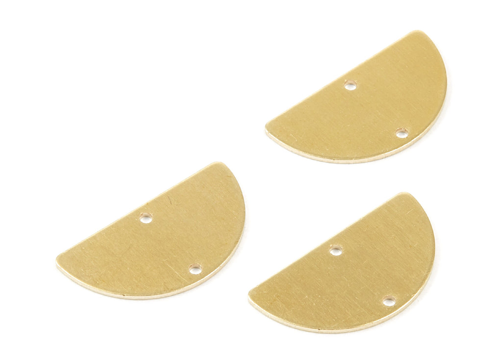 Personalized stamping blank - Brass Half Round Charms - Half Round Shaped Raw Brass Connector with 2 Holes - 25x13x0.76mm - PP1766 - DOMEDBAZAAR