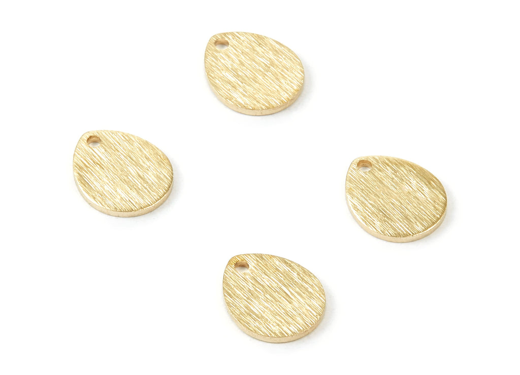 Brass Textured Drop Charms - Textured Drop Raw Brass Pendant - Earring Findings - Jewellery Supplies - 12x10x1mm - PP1737 - DOMEDBAZAAR